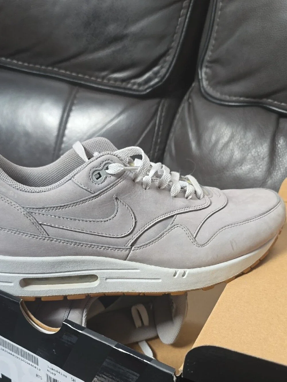 Nike Grey Leather Men’s Air Max Sneaker with Gum Outsole